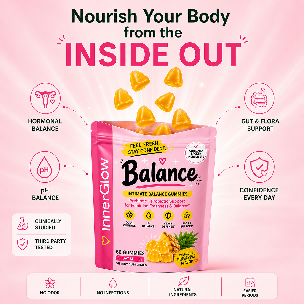 Inner Glow Balance™ – Feminine pH & Probiotic Gummies for Daily Confidence