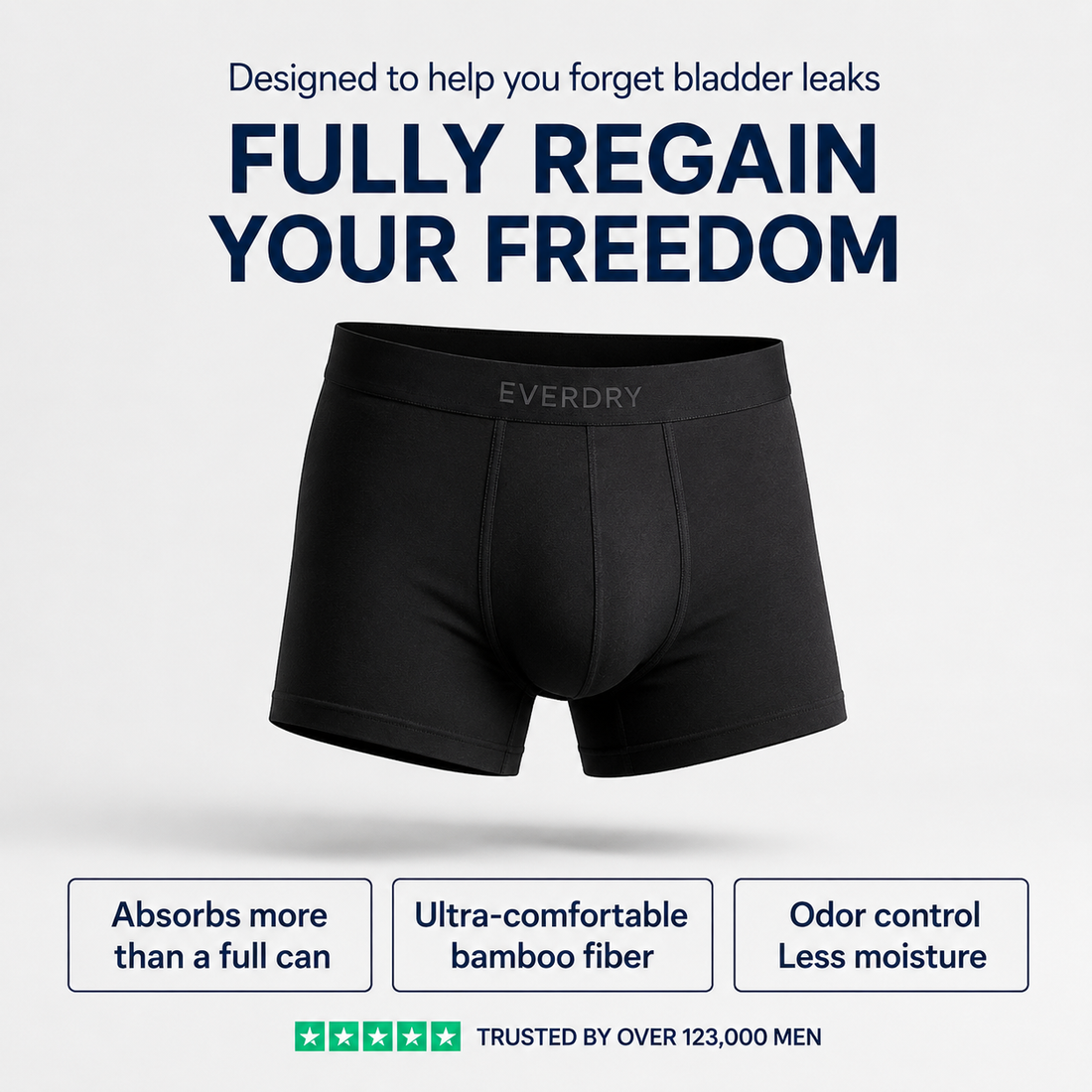 EVERDRY™ 95% Cotton Leakproof Boxer Briefs