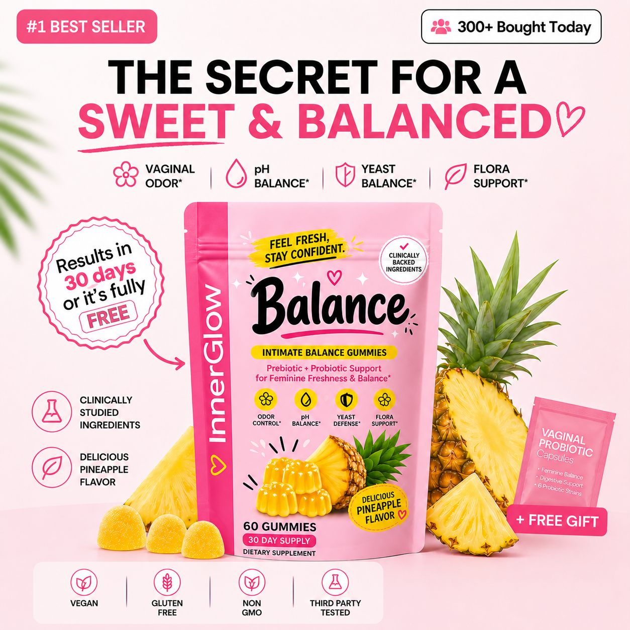 Inner Glow Balance™ – Feminine pH & Probiotic Gummies for Daily Confidence